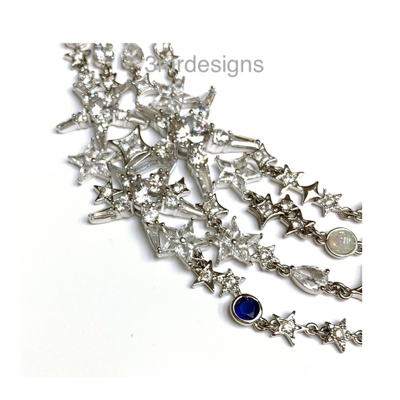 NWT Kate Spade♠️COSMOS Silver Plated Epoxy Stone/CZ Crystals Statement Necklace - Picture 5 of 16